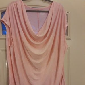 Drape neck light pink with gold flecks blouse